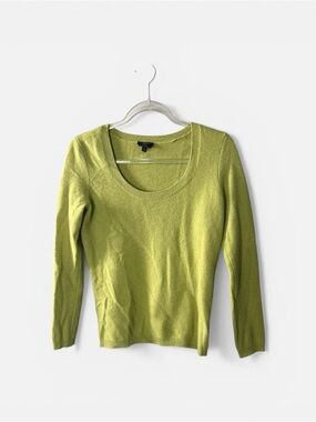 Talbots Petites 100% Pure Cashmere Green Crew Neck Sweater Womens Sz S